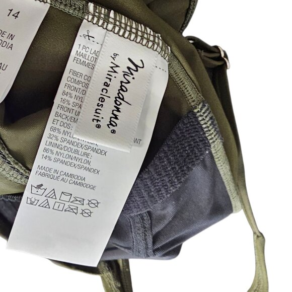 Miradonna by Miraclesuit Ruched One Piece Swimsuit, Flattering, Green, Size 14 - Picture 8 of 11